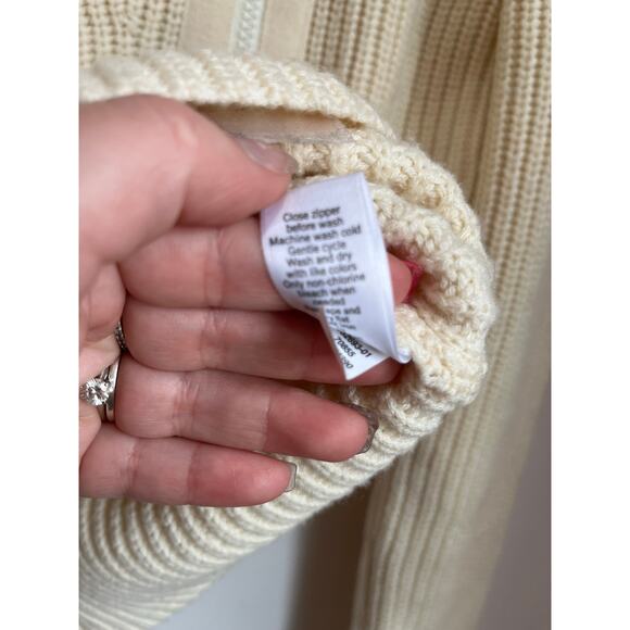 Athleta Asymmetrical Zip Sweater Merion Wool Cream Cozy Warm Size Small - Picture 8 of 10